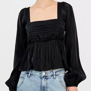 Self esteem Juniors' Long-Sleeve Pintuck Bust Woven Top